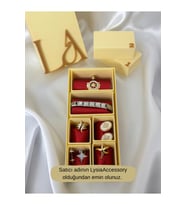6’lı Advent Calender Hediye Seti - 6 Adet Gold&Silver Renk Çelik Takı - Krem Rengi Hediye Kutusu