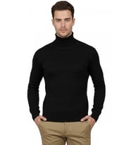 DeepSEA Erkek Beyaz Kare Desenli Balıkçı Yaka Slim Fit Boğazlı Triko Kazak 2505493