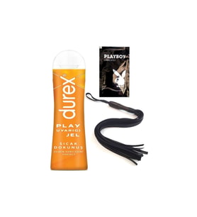Durex Play Sıcak Dokunuş Bay Bayan Uyarıcılı Jel 100 ml + Siyah Püsküllü Deri Kırbaç + Hediye
