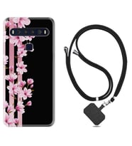 TCL 10L 10 Plus 10SE 20E 20SE 30 L7 Kılıf Boyun Askılı Silikon Pink Flowers 3 1393