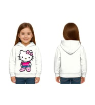 Unisex hello kity  Baskılı Çocuk Swaetshirt  Baskılı Kapüşonlu 3 İplik Şardonlu (Beyaz)