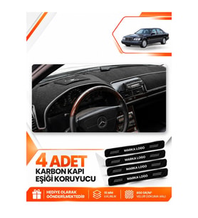 MERCEDES W140 (1991-1998) Uyumlu Ön Torpido Koruma Kılıfı Halısı - Siyah Gri