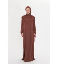 Kahve Tek Parça Namaz Elbisesi Viskon Düz 2503_14