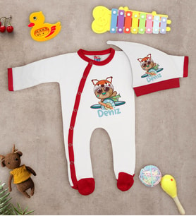 BK Kids Kişiye Özel Bebek Kıyafeti, Bebek Giyim Hediyesi, Tulum Zıbın ve Kukuletalı Şapka Seti-4