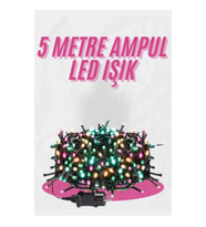 Mey İthalat® 5 Metre Ampul LED Işık Renkli RGB Çok Renkli Led Aydınlatma