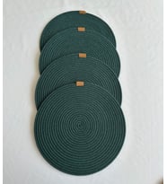 Yuvarlak Amerikan Servis Sofra Altlığı, Masa Dekoru Supla 33cm 4lü (Koyu Yeşil)