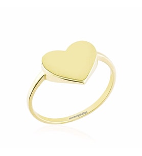 Kalp'li Sarı Altın Yüzük Klasik 14 K Gold (Çok Renkli)