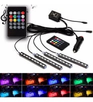 Araç Içi Aydınlatma Kumandalı Müziğe Duyarlı 12 LED Ayak Altı LED 7 Farklı Renk