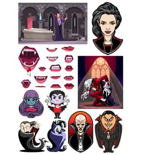 Vampir Dracula Sticker Set-1 15 Parça Telefon, Tablet, Defter, Laptop Sticker