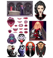 Vampir Dracula Sticker Set-1 15 Parça Telefon, Tablet, Defter, Laptop Sticker