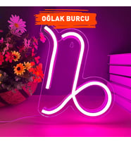 Oğlak Burcu Figürlü Neon Led Tabela Tablo Gece Aydınlatma Duvar Dekoru