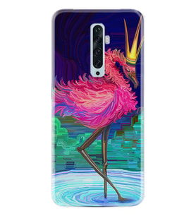 Oppo Reno 2Z 4 Lite 4 Pro 5 6 7 A31 Kılıf Desemli Silikon Queen Flamingo 1748