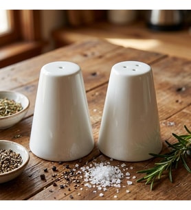 2'li Porselen Tuzluk ve Karabiberlik Seti - Yumuşak Hatlı Minimalist Beyaz Sofra Baharatlık Takımı Ergonomik Masaüstü Tuzluk (5,7 x 7,9 cm)