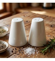 2'li Porselen Tuzluk ve Karabiberlik Seti - Yumuşak Hatlı Minimalist Beyaz Sofra Baharatlık Takımı Ergonomik Masaüstü Tuzluk (5,7 x 7,9 cm)