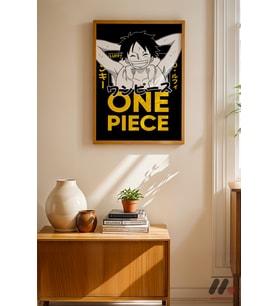One Piece Luffy Anime Poster, Ahşap Çerçeveli Duvar Tablosu - Anime Severlere Özel