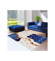 Rovigo Home Dijital Baskı Yıkanabilir Kaymaz Taban Salon Halısı RVG0418 (Mavi)