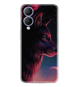 Vivo Y17S Kılıf Resimli Desenli Baskılı Silikon Wolf and Moon 1380