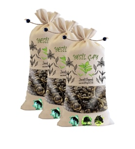 3 Adet Bez Torba Yeşil Çay 400 Gr. X 3 Ad. Özel Yaprak Yeni Mahsül Seçme Ürün Green Tea 1.2 Kg.