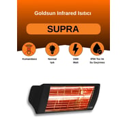 Supra 1500 Watt GSS15 Kumandasız Suya Dayanıklı Elektrikli İnfrared Isıtıcı-Siyah