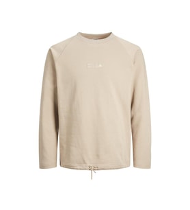 Jack Jones Jconavigator Sweat Crew Neck Erkek Günlük Sweatshirts 12229348-COBBLESTONE Krem