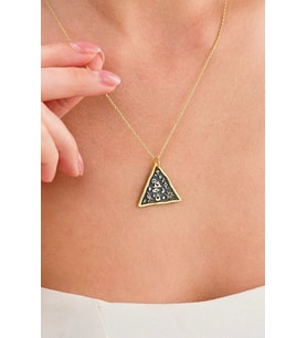 14 K Gold Kaplama 925 Ayar Gümüş Antik Viking Sembolleri Üçgen Kolye