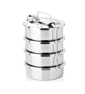 4 Lü Sefer Tası Paslanmaz Çelik 12x6 Cm