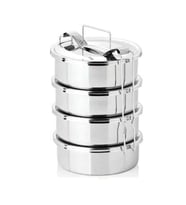 4 Lü Sefer Tası Paslanmaz Çelik 12x6 Cm