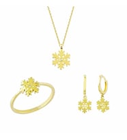 Altın 3'lü Takı Seti Kartanesi 14K Gold (Çok Renkli)