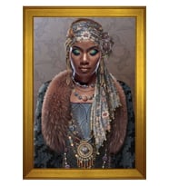 Kadın Motifli Kanvas Tablo 50 x 70 cm Gold Çerçeve