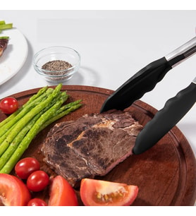 Silikon Uçlu Mutfak Maşası - 23 cm, Asma kilit sistemli paslanmaz çelik sap, Kolay Kavrama, Mangal, Salata, Makarna, Barbekü, Kamp için Uygun