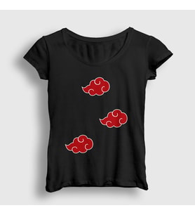 Presmono Kadın Siyah Akatsuki Anime Naruto T-Shirt 131779tt