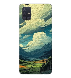 Samsung Galaxy A51 Uyumlu Doğa ve Bulut Desenli Şeffaf Telefon Kılıfı