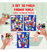 3 Set - 30 Parça Tox Taşıtlar, Aile Bireyleri ve Meslekler Parmak Kukla T181 T752 T762