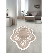 Dijital Baskılı Kaymaz Taban Yıkanabilir Lazer Kesim Salon Halısı Yolluk NLZR-HT-1021 (Kahverengi)