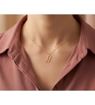 Kişiye Özel 925 Ayar Gümüş Minimal Tatlı Dinozor Kolye (Gold)