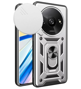 Newface Xiaomi Redmi A3 4G Kılıf Pars Lens Yüzüklü Silikon - Gümüş