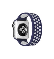 Apple Watch 38mm Ayarlı Delikli Silikon Kordon - Lacivert-Beyaz