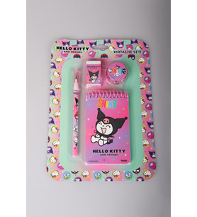 "DEKOMUS ISLAK MENDİL HEDİYELİ" LİSANSLI HELLO KITTY & BEST FRIENDS 4'LÜ KIRTASİYE SETİ NOT DEFTERİ,GEÇMELİ KURŞUN KALEM,SİLGİ VE KALEMTRAŞ