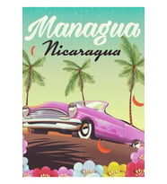 Managua - Nikaragua Seyahat Afişi Tablo Ahşap Poster Dekoratif