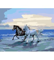 Mavideki Atlar Sayılarla Boyama Seti 40x 50 cm (Tuvale Gerili)