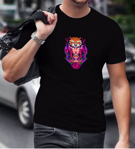 BK Gift Kaplan Tasarımlı Siyah T-Shirt-2