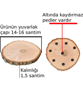 Ağaç Ahşap Nihale Tencere Çaydanlık Alltlığı Çap 14-16 cm