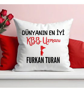 Dünyanın En İyi KBB Uzmanı Baskılı Elyaf Dolgulu Saten Hediye Yastık