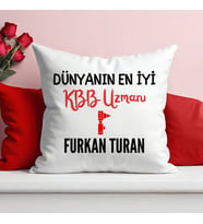 Dünyanın En İyi KBB Uzmanı Baskılı Elyaf Dolgulu Saten Hediye Yastık
