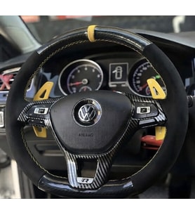 Golf 7 Jetta Passat Tiguan Polo F1 Araca Özel Dikmeli Direksiyon Kılıfı 5D KRİSTAL ALCANTRA YÜZÜKLÜ