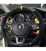 Golf 7 Jetta Passat Tiguan Polo F1 Araca Özel Dikmeli Direksiyon Kılıfı 5D KRİSTAL ALCANTRA YÜZÜKLÜ