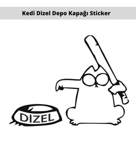 Kedi Sopalı Depo Kapağı Oto Sticker 15 CM