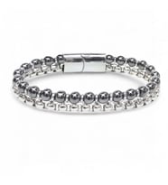Moncuk Design Çelik Zincirli Hematit Ve Silver Hematit Bileklik 33512B21D9