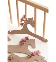 Bebek Elbise Askısı 6'lı Bebek Çocuk Kıyafet Askısı Nature Mdf Ahşap At