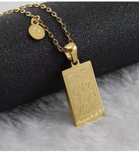24 Ayar Has Altın Kaplama  Terazi Burcu Tarot Gümüş Kolye